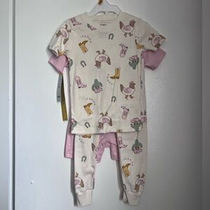 Carter's 4pc Cream and Pink Kids Pajama Set